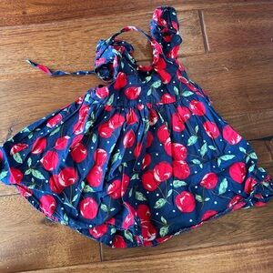 Cherry Print Blue Dress